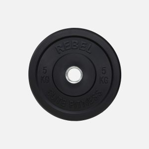 REBEL Black Rubber Bumper Weight Plates 5kg Stubby